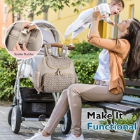 Brown Travel Backpack with Diaper Changing Mat - Small Size, Insulated Pocket,Perfect for Moms on the Go thumbnail
