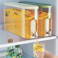 Cream White Refrigerator Cold Water Jug with Tap - 4L Large Capacity Sealed Beverage Dispenser for Juice and Water thumbnail