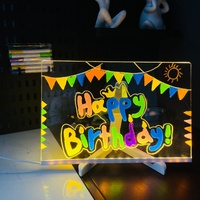 7.87' x 7.87' x 0.11' Erasable DIY Kids Drawing Board – Glow-in-the-Dark Writing Board, Reusable Chalkboard for Art & Learning, Creative Handicraft To thumbnail