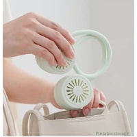 White Portable Neck Hanging USB Fan - Foldable Lazy Fan with Strong Airflow, USB Rechargeable, Outdoor & Desktop Use thumbnail