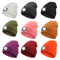 Black LED Lighting Rechargeable Detachable Knitted Hat - Warm Winter Beanie with Built-in LED Lights for Outdoor Activities and Nighttime Use thumbnail
