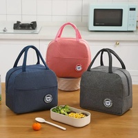 Grey Insulated Lunch Bag - Waterproof, Oil-Proof Bento Bag for Students and Workers, Thickened Aluminum Foil Lunch Carrier thumbnail