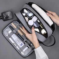 Black Elite Series 3-Layer Large Capacity Men's Toiletry Bag - Portable Travel Cosmetic Organizer with Premium Design thumbnail