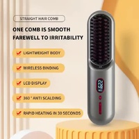 Black Negative Ion Hair Straightener Brush - Ionic Hair Straightening Comb for Frizz-Free, Smooth Hair thumbnail