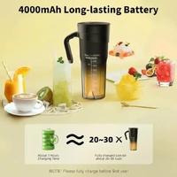 Black Portable Juicer Cup with Straw, USB Rechargeable 6-Blade Blender, Multi-Function Juice Maker for Travel and Outdoor Use thumbnail