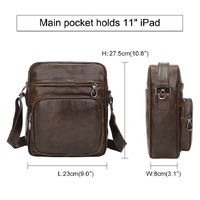Dark Brown Men's Genuine Leather Casual Shoulder Bag, Minimalist Crossbody Bag for Everyday Use thumbnail