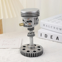 Piston Skull Face Sculpture, Resin Gear Decor, Industrial Style Home Decoration thumbnail