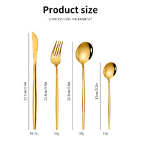 Rose Gold Color Premium 24-Piece Stainless Steel Cutlery Set - Elegant Golden Steak Knife, Fork, and Spoon Set in Luxury Gift Box thumbnail