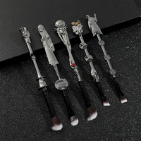 5-Piece Gothic Skeleton Jack Makeup Brush Set - Halloween Horror-Themed Metal Eyeshadow Brushes for Creative Festive Gifts thumbnail