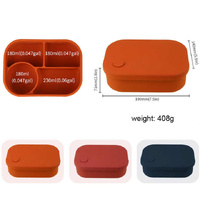 Dark Orange Food-Grade Silicone Lunch Box - Microwave Safe Bento Box with Dividers & Airtight Seal thumbnail