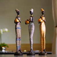 Gold Exotic African Woman Figurine - Elegant Resin Sculptures for Home Decor thumbnail