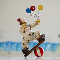 Vintage Circus Clown Figurines - Retro Balloon and Bicycle Ornaments thumbnail