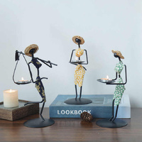 Red Dress Modern Iron Art Candle Holder - Stylish Decorative Candle Stand for Living Room, Dining Room, and Study thumbnail