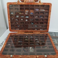Brown Vintage Wooden Display Box – Glass Lid Organizer for Rocks, Jewelry, and Collectibles thumbnail