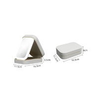 White LED Jewelry Box with Mirror - Smart Light Adjustment and Dual Power Charging for Travel and Home thumbnail