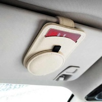 Brown Multifunctional Car Sun Visor Glasses Clip with Card Holder - Compact and Convenient thumbnail