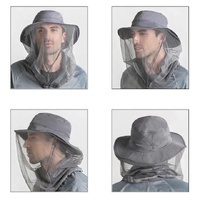 Rose Red Outdoor Mosquito Net Hat - Sun Protection and Insect Repellent Bucket Hat thumbnail