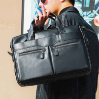 Black Men's Genuine Leather Briefcase - Classic Business Messenger Bag thumbnail