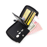 Black Men's Leather Wallet with Zipper and Horse Embossed Design -  Compact and Stylish thumbnail