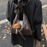 Brown Elegant Faux Leather Shoulder Bag with Adjustable Strap thumbnail