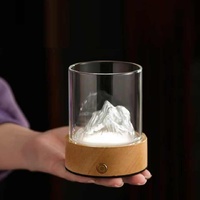 Purple LED Glass Night Light with Mountain Design, USB Rechargeable thumbnail