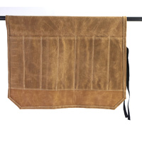Green Durable Waxed Canvas Knife Roll Bag - Portable Chef Tool Organizer thumbnail
