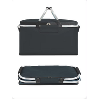 Green Leaves Portable Aluminum Foil Insulated Picnic Basket with Zipper Lid, 40x20x23cm thumbnail