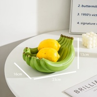 Green Ceramic Banana-Shaped Fruit Plate - Decorative and Functional Storage Tray thumbnail