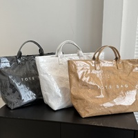 Black Trendy Waterproof Tote Bag - Lightweight and Durable Carryall thumbnail