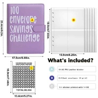 Purple 100-Day Savings Challenge Cash Binder with Tracker and Refillable Notebook thumbnail
