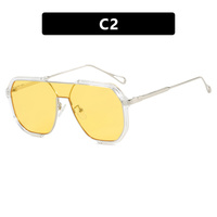 Transparent White and Yellow Tablets Unisex Oversized Aviator Metal Frame Sunglasses - Retro Fashion Eyewear with AC Lenses thumbnail