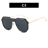Black Frame Gray Tablets Unisex Oversized Aviator Metal Frame Sunglasses - Retro Fashion Eyewear with AC Lenses thumbnail