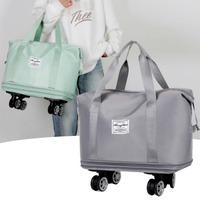 Light Green Large Capacity Travel Bag with Expandable Design, Waterproof & Wet-Dry Separation, 360° Spinner Wheels - Ideal for Students, Business, and thumbnail
