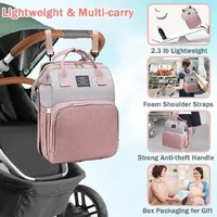 Black Portable Mommy Bag with Baby Crib – Multi-Function Baby Diaper Backpack, Lightweight and Large Capacity for Moms thumbnail