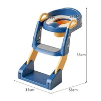 Grey Children's Toilet Trainer Seat – Foldable Potty Ladder with Color Box, Easy-to-Use Toilet Seat for Kids thumbnail