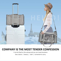 XL Grey Portable Foldable Pet Carrier Bag - Large Capacity Travel Carrier for 2 Small Pets, Comfortable and Stylish Cat Backpack, Foldable & Easy to C thumbnail