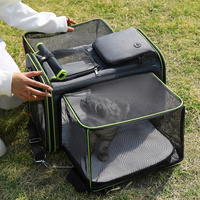 Gray Blue Foldable Portable Pet Carrier Bag - Large Capacity Travel Backpack for Cats and Small Dogs, Expandable Car Pet Bag, Handheld Pet Carrier for thumbnail