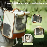 Off-white Large Capacity Breathable Foldable Pet Trolley - Travel Cat Carrier with Wheels, Portable, Spacious, and Convenient for Two Cats thumbnail