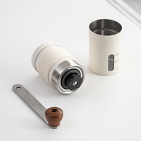 White Portable Stainless Steel Coffee Grinder - Manual Hand-Cranked Coffee Mill, Heavy-Duty Burr Grinder for Fresh Coffee Beans thumbnail