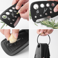 Stackable Kitchen Tool Set - Multi-Function Grater, Herb Cutter, Garlic Press, Can Opener, Cheese Grater, Pizza Cutter & Spice Set thumbnail