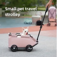Red Lattice Compact Foldable Pet Stroller for Dogs and Cats - Lightweight Travel Pushchair for Small Pets, Teddy Dogs, and Cats - Portable and Collaps thumbnail