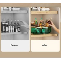 Grey Luxury Rotating Storage Rack - Transparent Spice Organizer & Condiment Holder for Kitchen and Living Room, Desktop Rotating Tray for Efficient St thumbnail