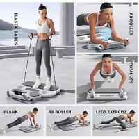 Grey 6-in-1 Multifunctional Fitness Board – Ab Wheel, Automatic Rebound, Fat Burning and Core Strengthening Home Workout Equipment thumbnail