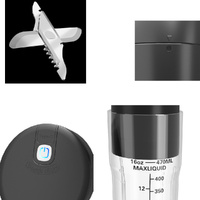 Black Portable Juicer - Rechargeable Outdoor Travel Juice Cup with Six Blades, Multifunctional Smoothie Maker thumbnail
