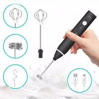 Black 304 Stainless Steel Handheld Electric Milk Frother, Egg Beater, Paint Mixer, and Milk Powder Whisk thumbnail