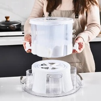 Water Bottle + 4 Cups+Tray Large Capacity Rotating Beverage Dispenser with Faucet, Multi-Compartment Refrigerator Water Jug for Juice, Tea, and Drinks thumbnail