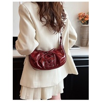 Red Elegant Bowknot Design Shoulder Bag - Chic Underarm Dumpling Bag for Trendy Looks thumbnail