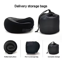 Black Buckle Tape Memory Foam U-Shaped Neck Pillow - Snail Travel Cushion for Airplane, Office Nap, and Travel - Adjustable with Magnetic Therapy Clot thumbnail