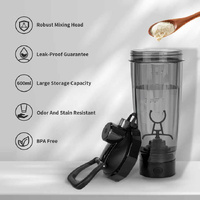 Black Portable Electric Shaker Bottle with LED Light, 550ml Sports Protein Mixer Cup for Gym and Travel thumbnail