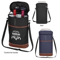 Blue Portable Insulated Wine Cooler Bag - Oxford Fabric Round Tote with Thick Aluminum Lining for Wine, Champagne, and Beverages thumbnail